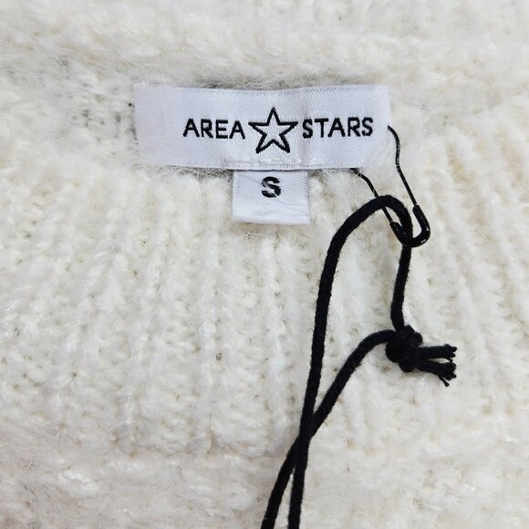 NWT AREA STARS LEILA FUZZY EYELASH DOLMAN SLEEVE IVORY CREAM SWEATER SMALL - Picture 8 of 12